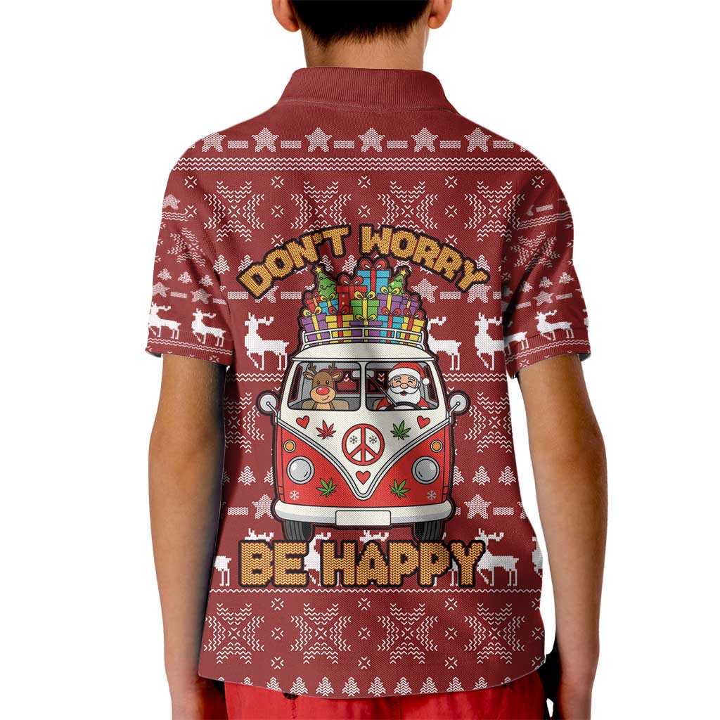 Hippie Car Santa Claus Christmas Kid Polo Shirt Xmas Holiday Patterns - Wonder Print Shop