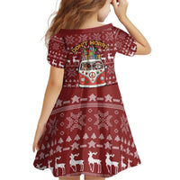 Hippie Car Santa Claus Christmas Kid Short Sleeve Dress Xmas Holiday Patterns - Wonder Print Shop