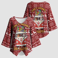 Hippie Car Santa Claus Christmas Kimono Sleeve Blouse Xmas Holiday Patterns - Wonder Print Shop