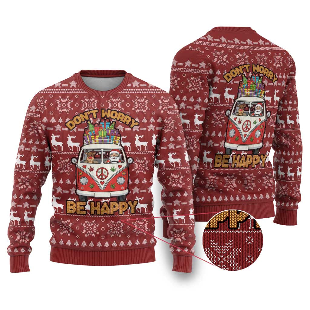 Hippie Car Santa Claus Christmas Ugly Christmas Sweater Xmas Holiday Patterns - Wonder Print Shop
