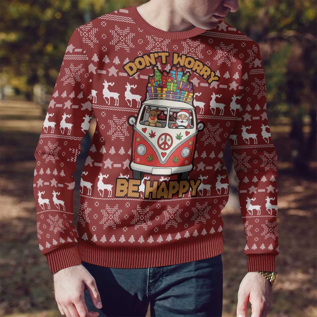 Hippie Car Santa Claus Christmas Ugly Christmas Sweater Xmas Holiday Patterns - Wonder Print Shop