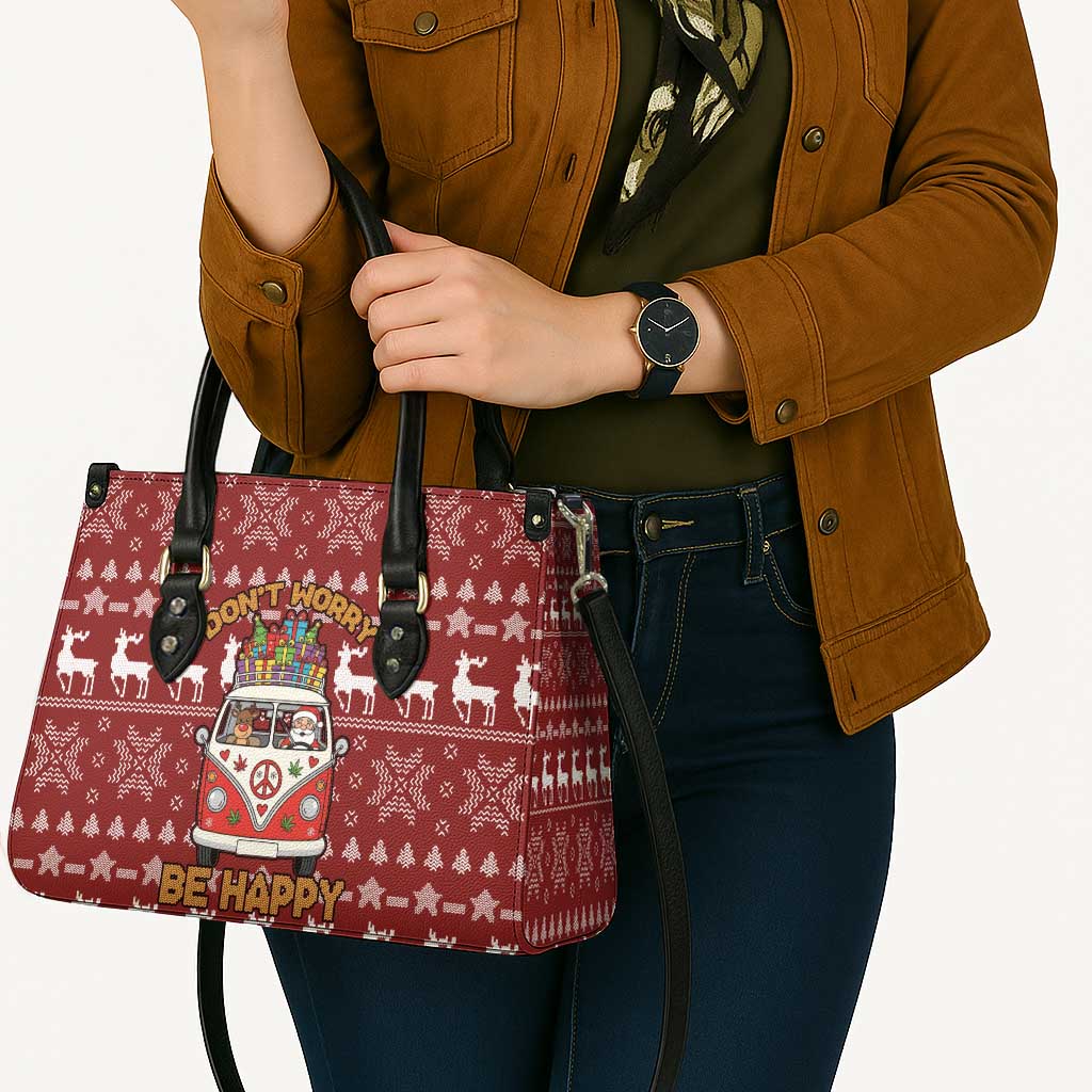 Hippie Car Santa Claus Christmas Leather Bag Xmas Holiday Patterns - Wonder Print Shop