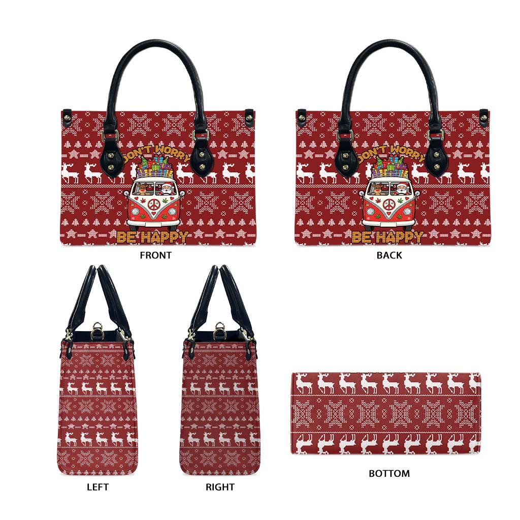 Hippie Car Santa Claus Christmas Leather Bag Xmas Holiday Patterns - Wonder Print Shop
