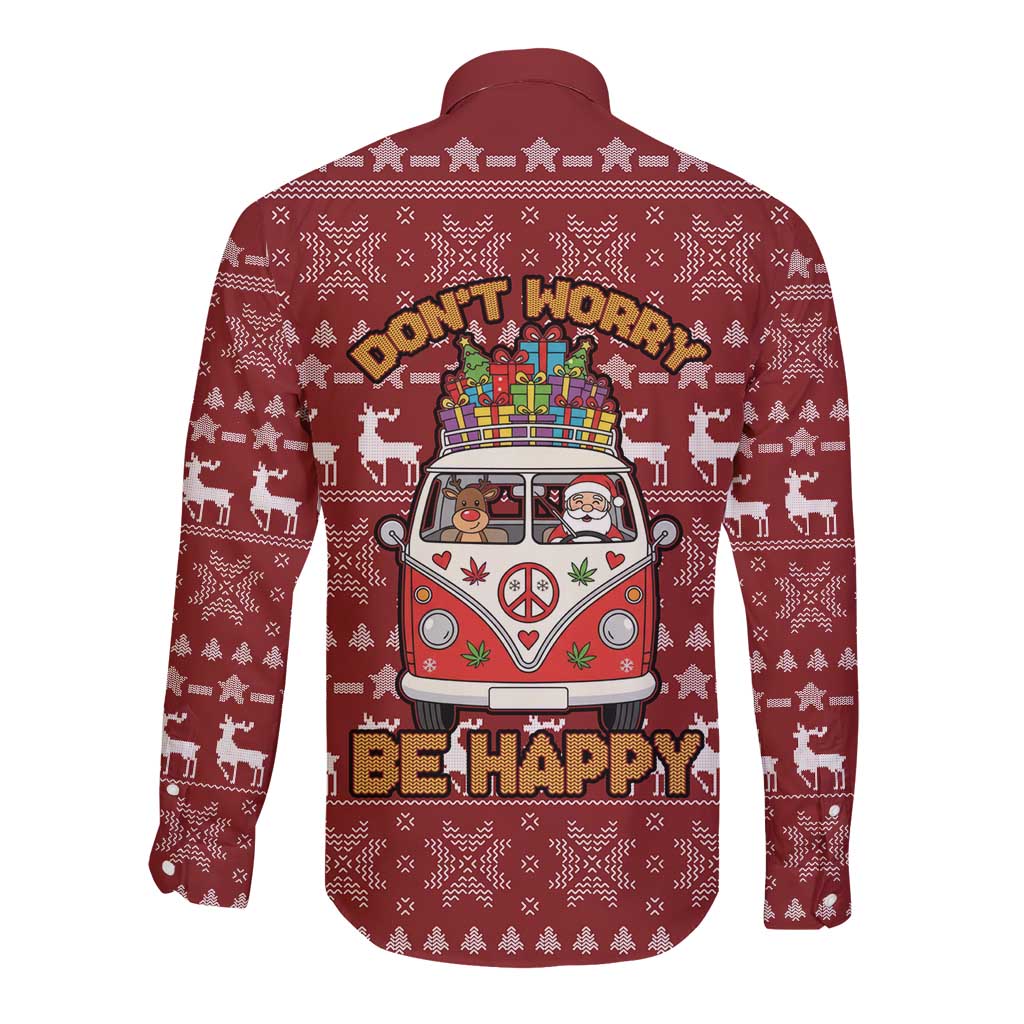 Hippie Car Santa Claus Christmas Long Sleeve Button Shirt Xmas Holiday Patterns - Wonder Print Shop