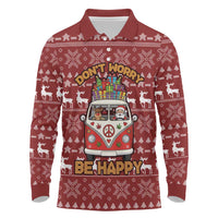Hippie Car Santa Claus Christmas Long Sleeve Polo Shirt Xmas Holiday Patterns - Wonder Print Shop