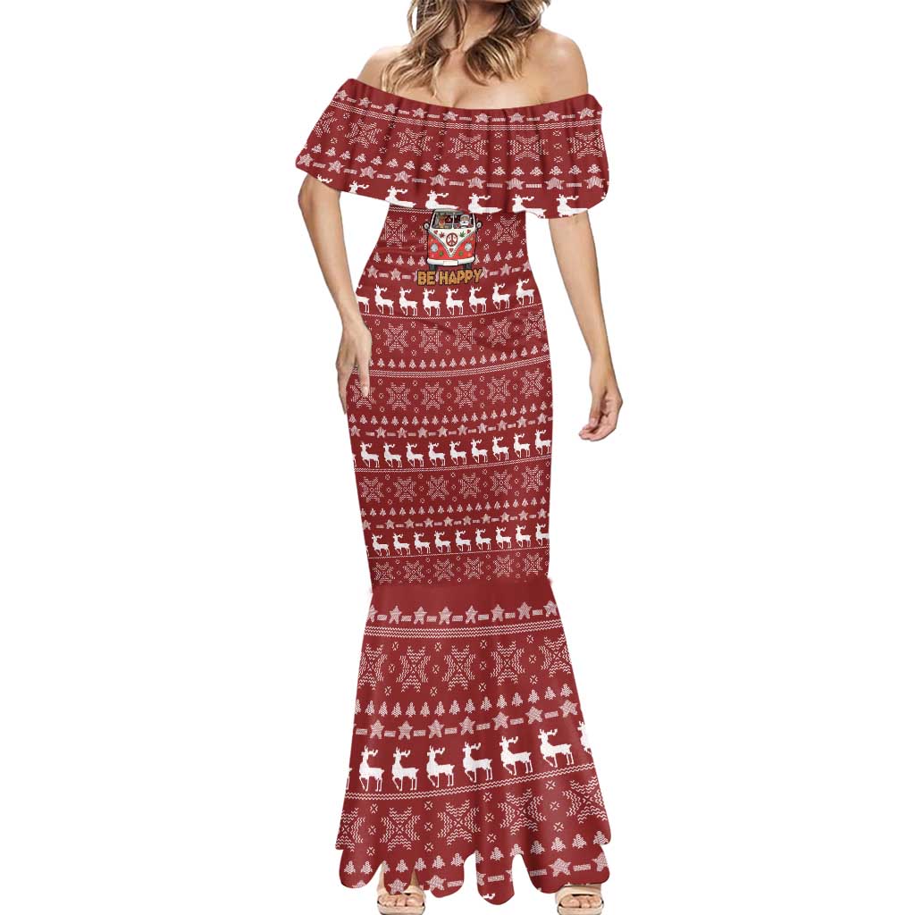 Hippie Car Santa Claus Christmas Mermaid Dress Xmas Holiday Patterns - Wonder Print Shop