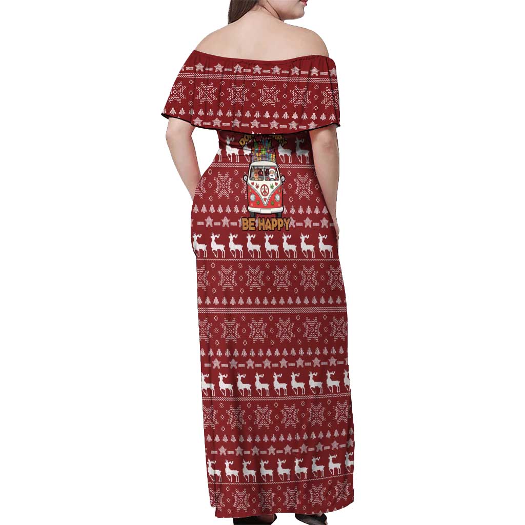 Hippie Car Santa Claus Christmas Off Shoulder Maxi Dress Xmas Holiday Patterns - Wonder Print Shop