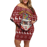 Hippie Car Santa Claus Christmas Off Shoulder Short Dress Xmas Holiday Patterns - Wonder Print Shop