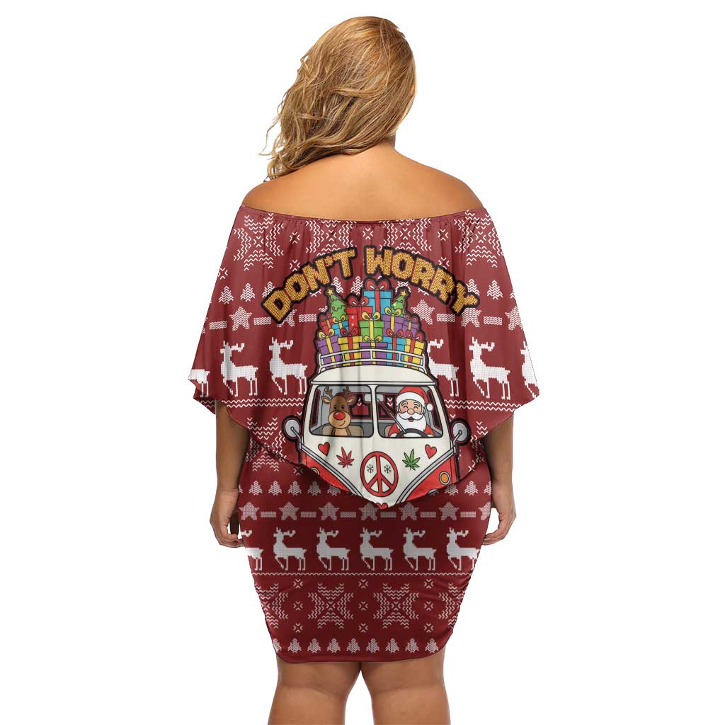 Hippie Car Santa Claus Christmas Off Shoulder Short Dress Xmas Holiday Patterns - Wonder Print Shop