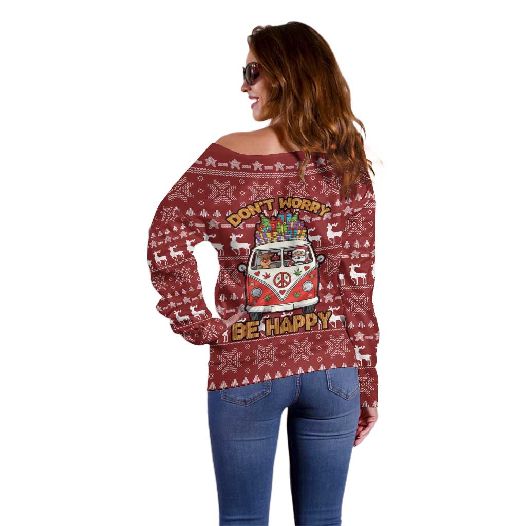 Hippie Car Santa Claus Christmas Off Shoulder Sweater Xmas Holiday Patterns - Wonder Print Shop