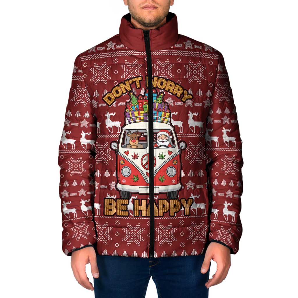 Hippie Car Santa Claus Christmas Padded Jacket Xmas Holiday Patterns - Wonder Print Shop