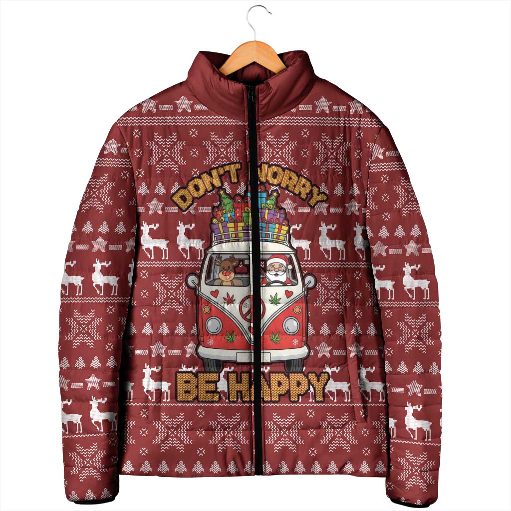Hippie Car Santa Claus Christmas Padded Jacket Xmas Holiday Patterns - Wonder Print Shop