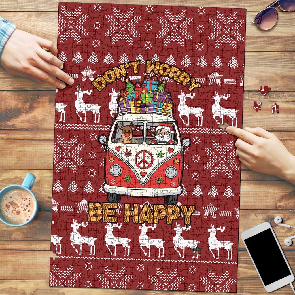 Hippie Car Santa Claus Christmas Puzzle Xmas Holiday Patterns - Wonder Print Shop