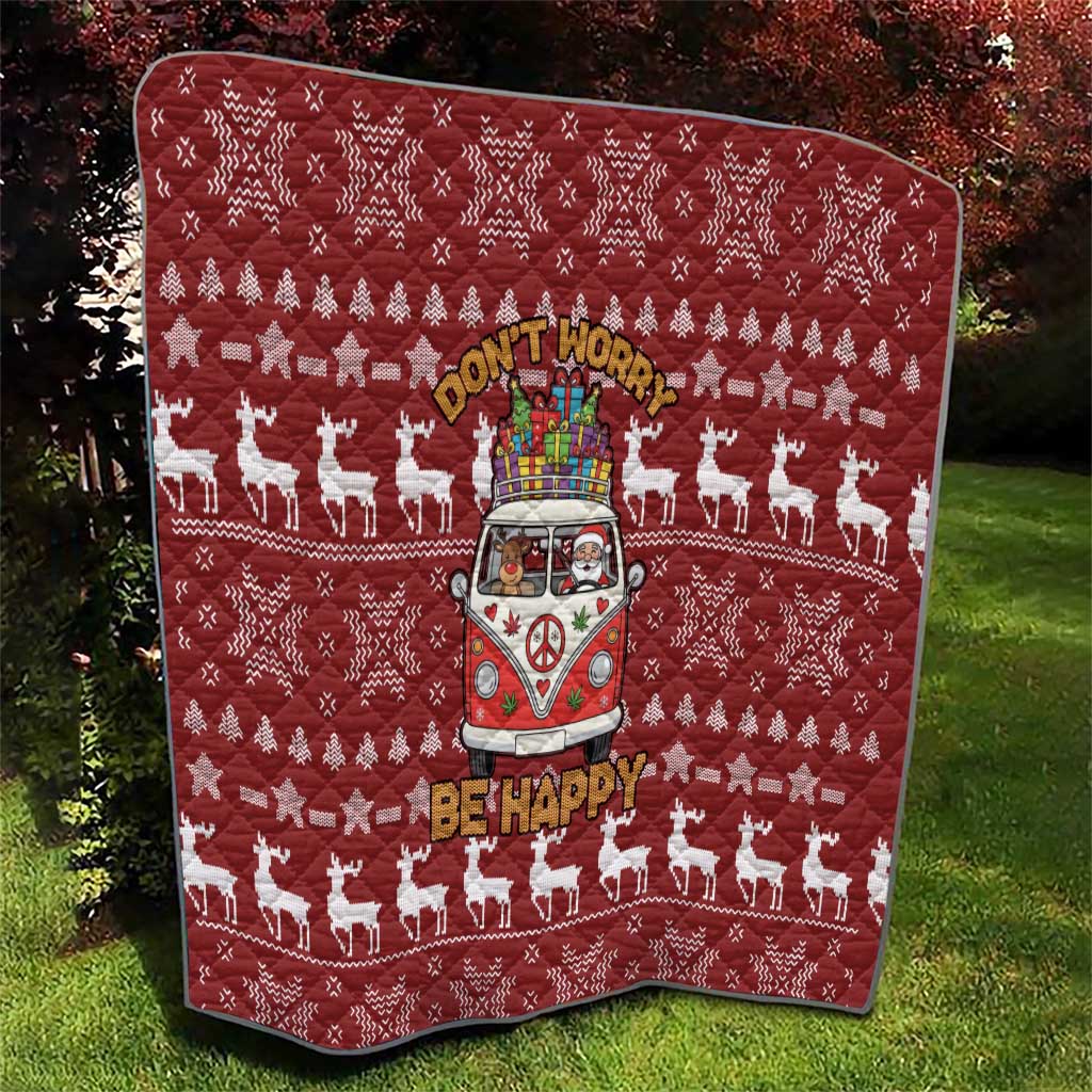 Hippie Car Santa Claus Christmas Quilt Xmas Holiday Patterns - Wonder Print Shop