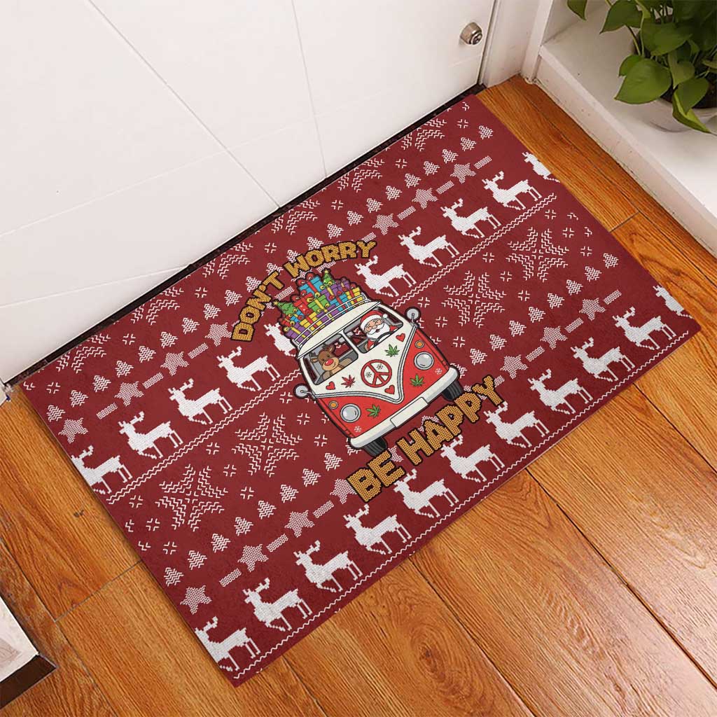 Hippie Car Santa Claus Christmas Rubber Doormat Xmas Holiday Patterns - Wonder Print Shop