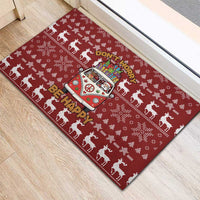 Hippie Car Santa Claus Christmas Rubber Doormat Xmas Holiday Patterns - Wonder Print Shop