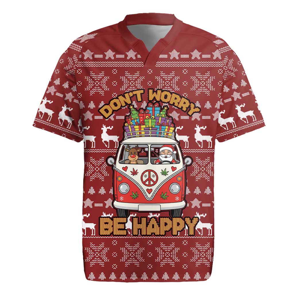 Hippie Car Santa Claus Christmas Rugby Jersey Xmas Holiday Patterns - Wonder Print Shop