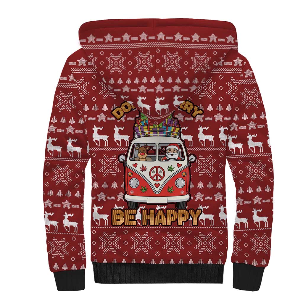 Hippie Car Santa Claus Christmas Sherpa Hoodie Xmas Holiday Patterns - Wonder Print Shop
