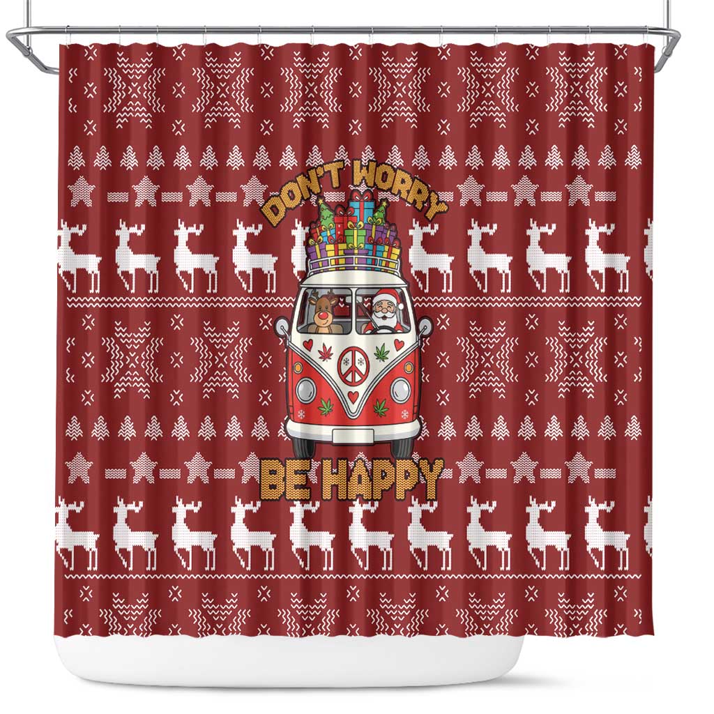 Hippie Car Santa Claus Christmas Shower Curtain Xmas Holiday Patterns - Wonder Print Shop