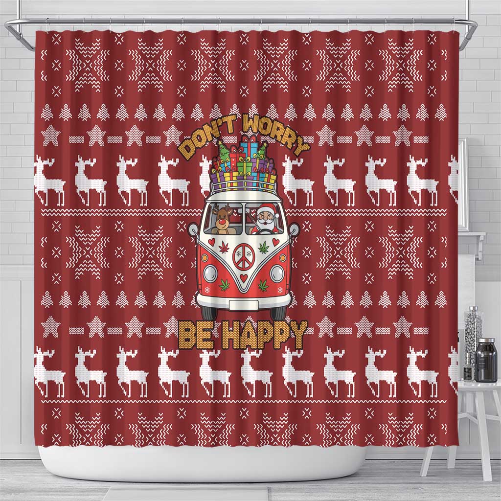 Hippie Car Santa Claus Christmas Shower Curtain Xmas Holiday Patterns - Wonder Print Shop