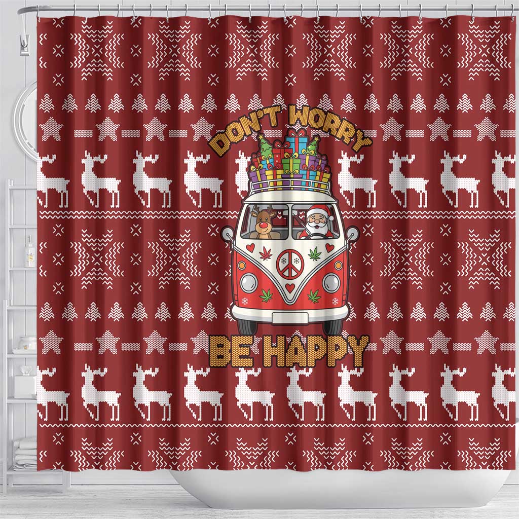 Hippie Car Santa Claus Christmas Shower Curtain Xmas Holiday Patterns - Wonder Print Shop