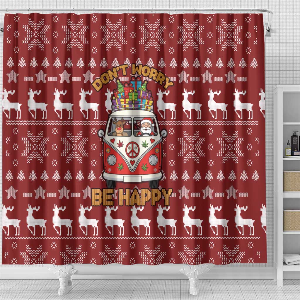 Hippie Car Santa Claus Christmas Shower Curtain Xmas Holiday Patterns - Wonder Print Shop