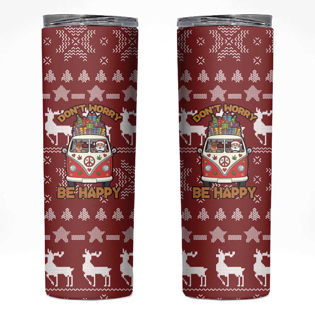 Hippie Car Santa Claus Christmas Skinny Tumbler Xmas Holiday Patterns - Wonder Print Shop