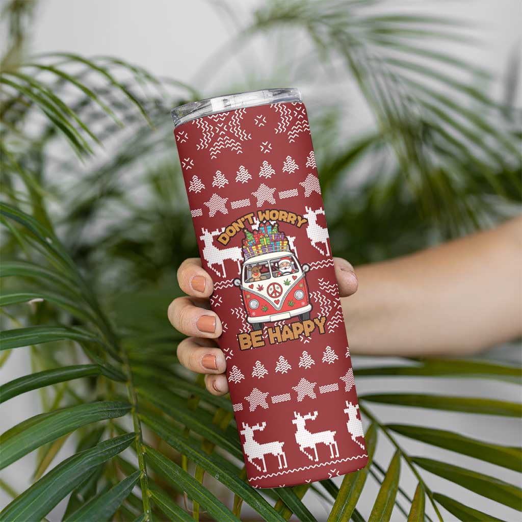 Hippie Car Santa Claus Christmas Skinny Tumbler Xmas Holiday Patterns - Wonder Print Shop