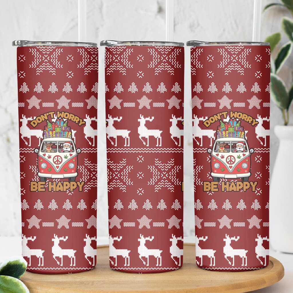 Hippie Car Santa Claus Christmas Skinny Tumbler Xmas Holiday Patterns - Wonder Print Shop