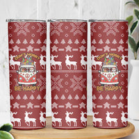 Hippie Car Santa Claus Christmas Skinny Tumbler Xmas Holiday Patterns - Wonder Print Shop