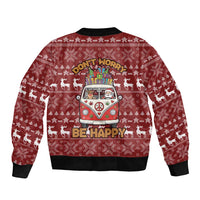 Hippie Car Santa Claus Christmas Sleeve Zip Bomber Jacket Xmas Holiday Patterns - Wonder Print Shop