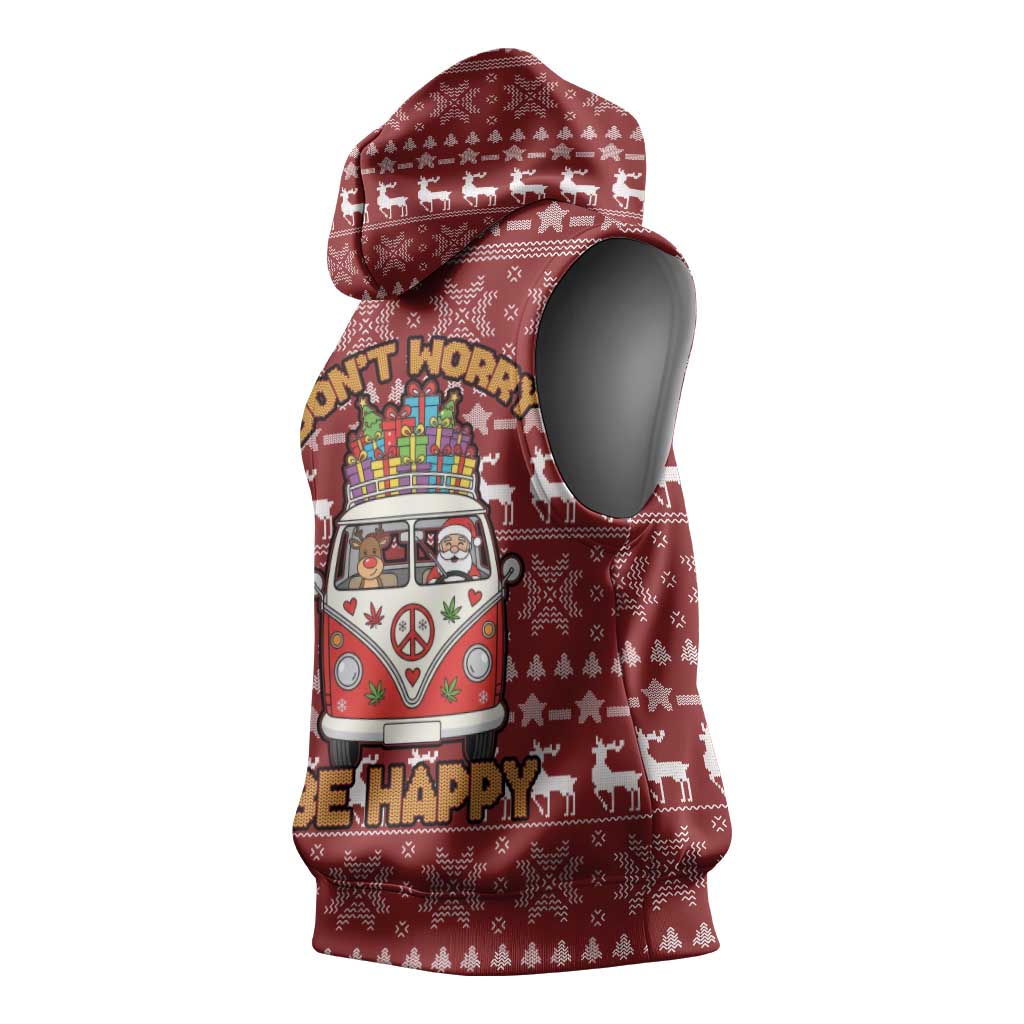 Hippie Car Santa Claus Christmas Sleeveless Hoodie Xmas Holiday Patterns - Wonder Print Shop