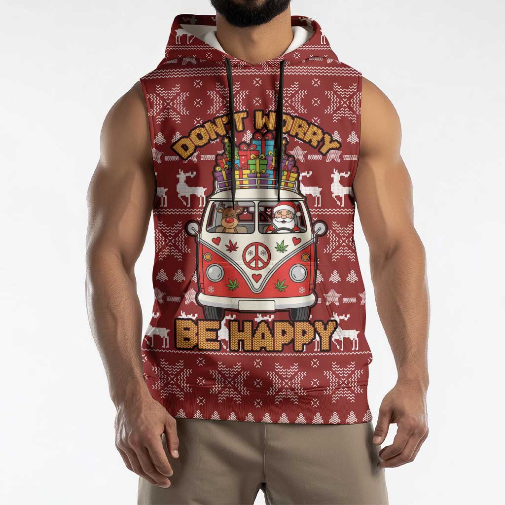 Hippie Car Santa Claus Christmas Sleeveless Hoodie Xmas Holiday Patterns - Wonder Print Shop