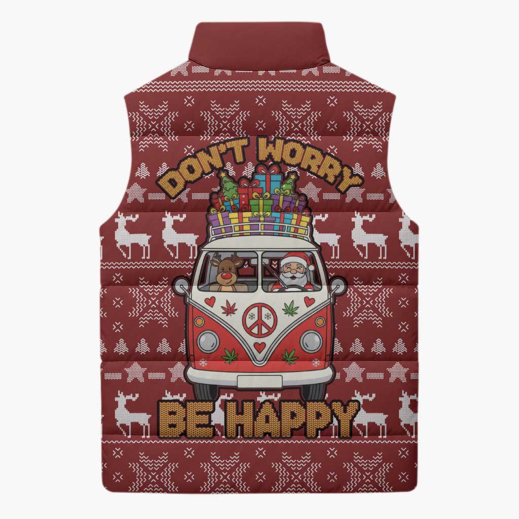 Hippie Car Santa Claus Christmas Sleeveless Puffer Jacket Xmas Holiday Patterns - Wonder Print Shop