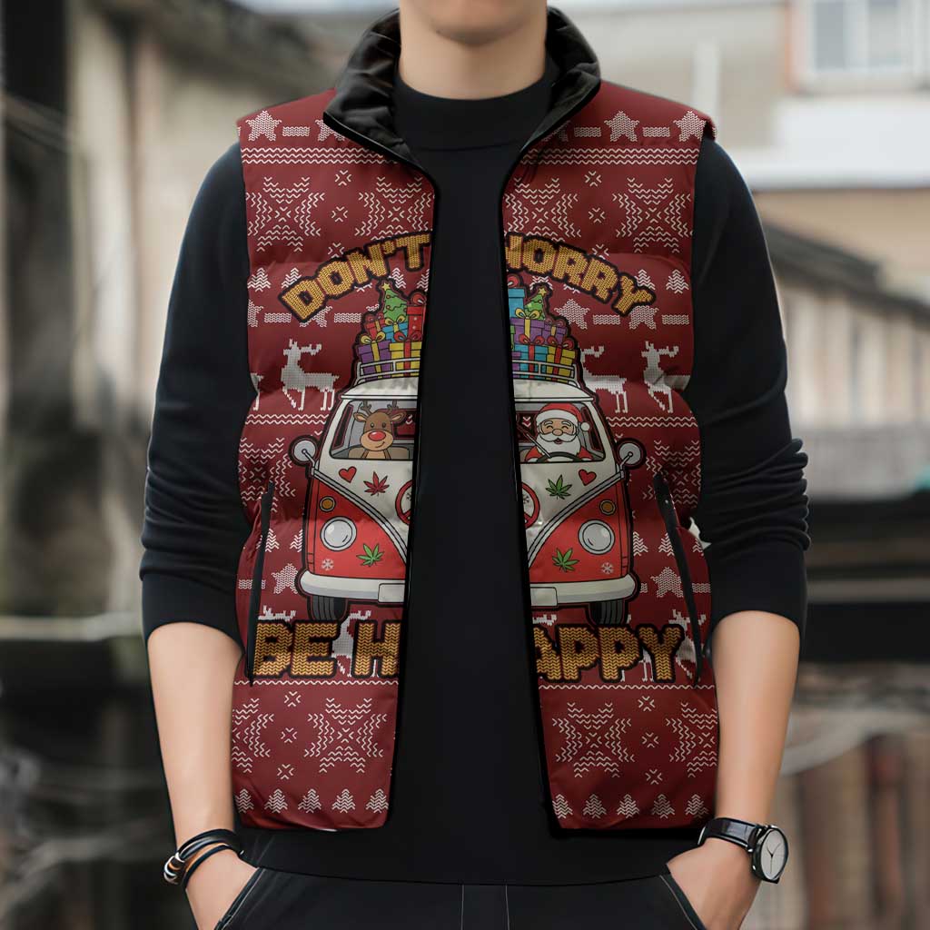 Hippie Car Santa Claus Christmas Sleeveless Puffer Jacket Xmas Holiday Patterns - Wonder Print Shop