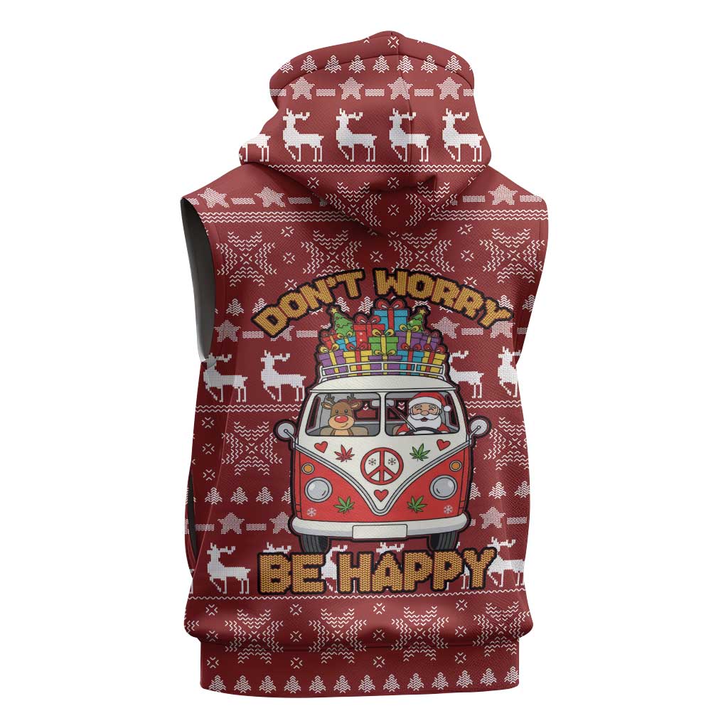 Hippie Car Santa Claus Christmas Sleeveless Zip Hoodie Xmas Holiday Patterns - Wonder Print Shop