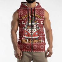 Hippie Car Santa Claus Christmas Sleeveless Zip Hoodie Xmas Holiday Patterns - Wonder Print Shop