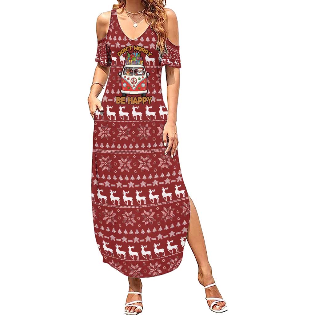 Hippie Car Santa Claus Christmas Summer Maxi Dress Xmas Holiday Patterns - Wonder Print Shop