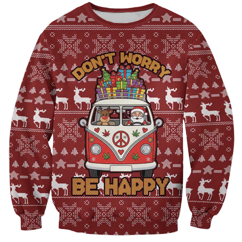 Hippie Car Santa Claus Christmas Sweatshirt Xmas Holiday Patterns - Wonder Print Shop
