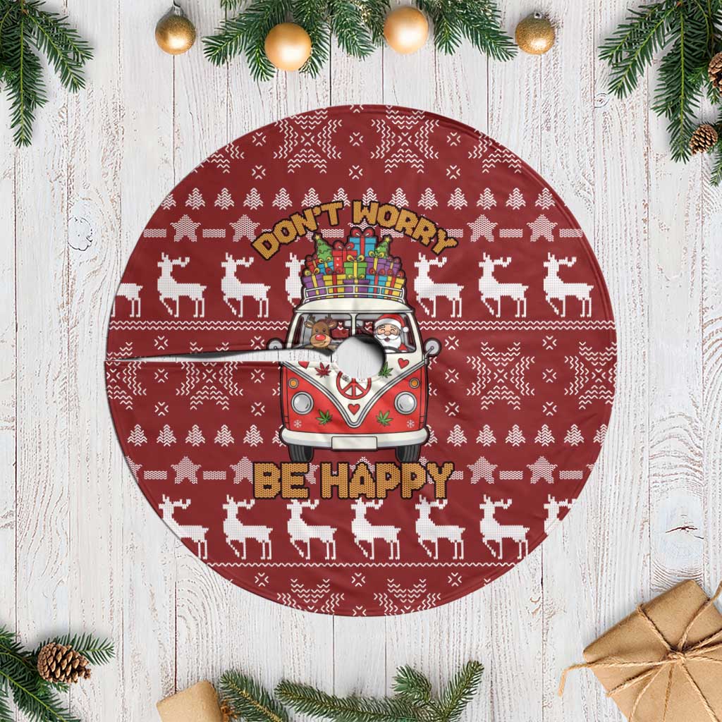 Hippie Car Santa Claus Christmas Tree Skirt Xmas Holiday Patterns - Wonder Print Shop