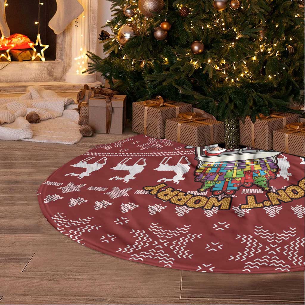 Hippie Car Santa Claus Christmas Tree Skirt Xmas Holiday Patterns - Wonder Print Shop