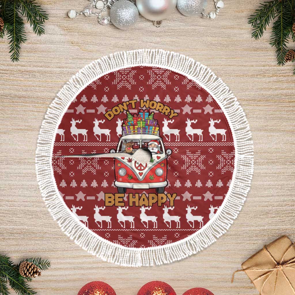 Hippie Car Santa Claus Christmas Tree Skirt Xmas Holiday Patterns - Wonder Print Shop