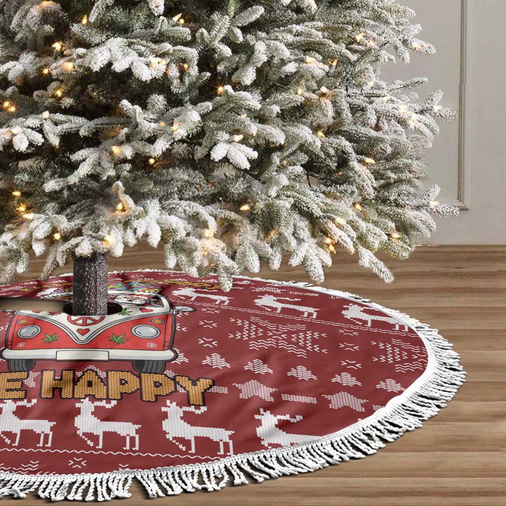 Hippie Car Santa Claus Christmas Tree Skirt Xmas Holiday Patterns - Wonder Print Shop