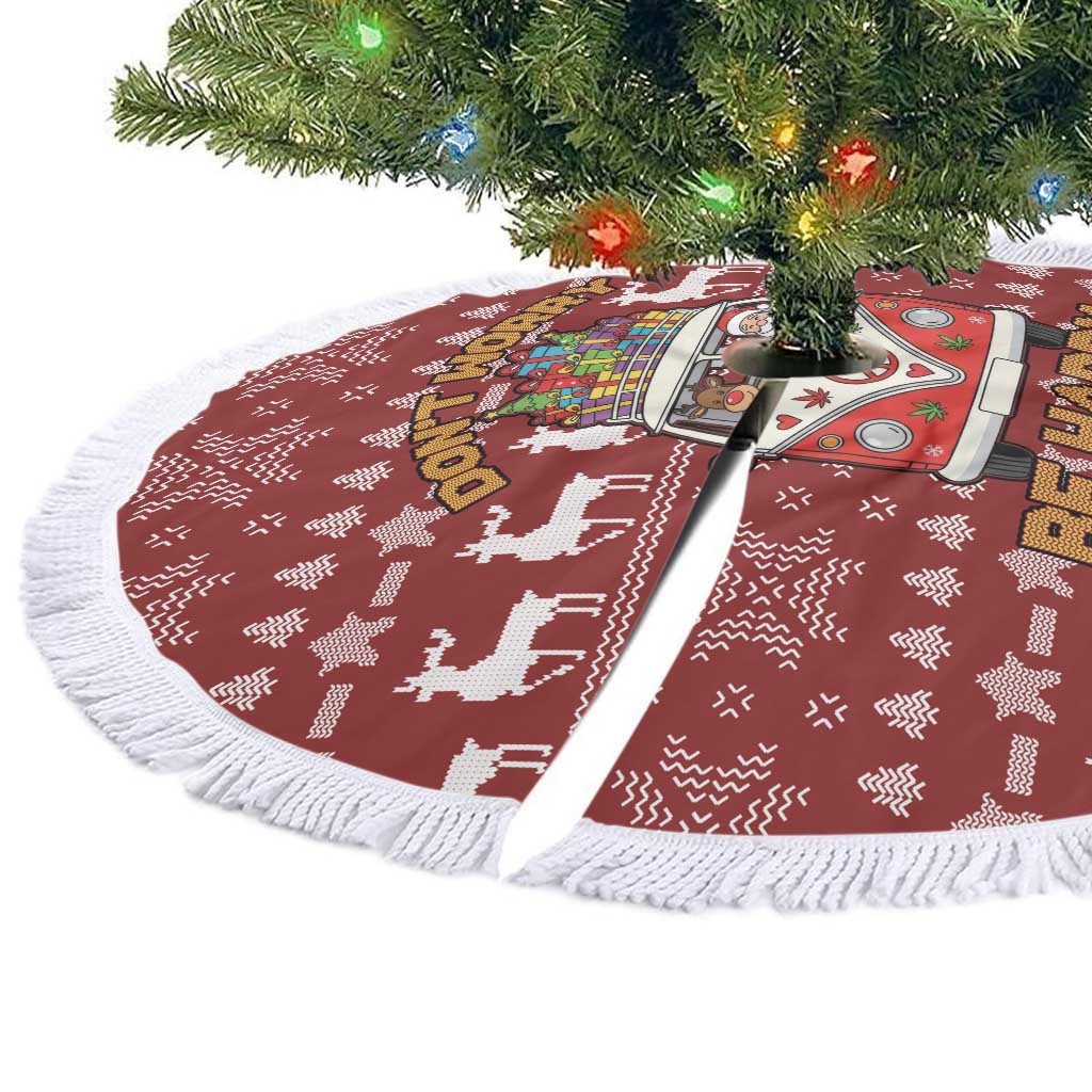 Hippie Car Santa Claus Christmas Tree Skirt Xmas Holiday Patterns - Wonder Print Shop