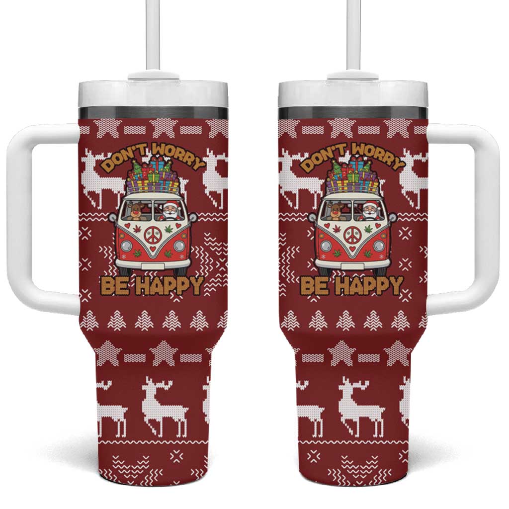 Hippie Car Santa Claus Christmas Tumbler With Handle Xmas Holiday Patterns - Wonder Print Shop