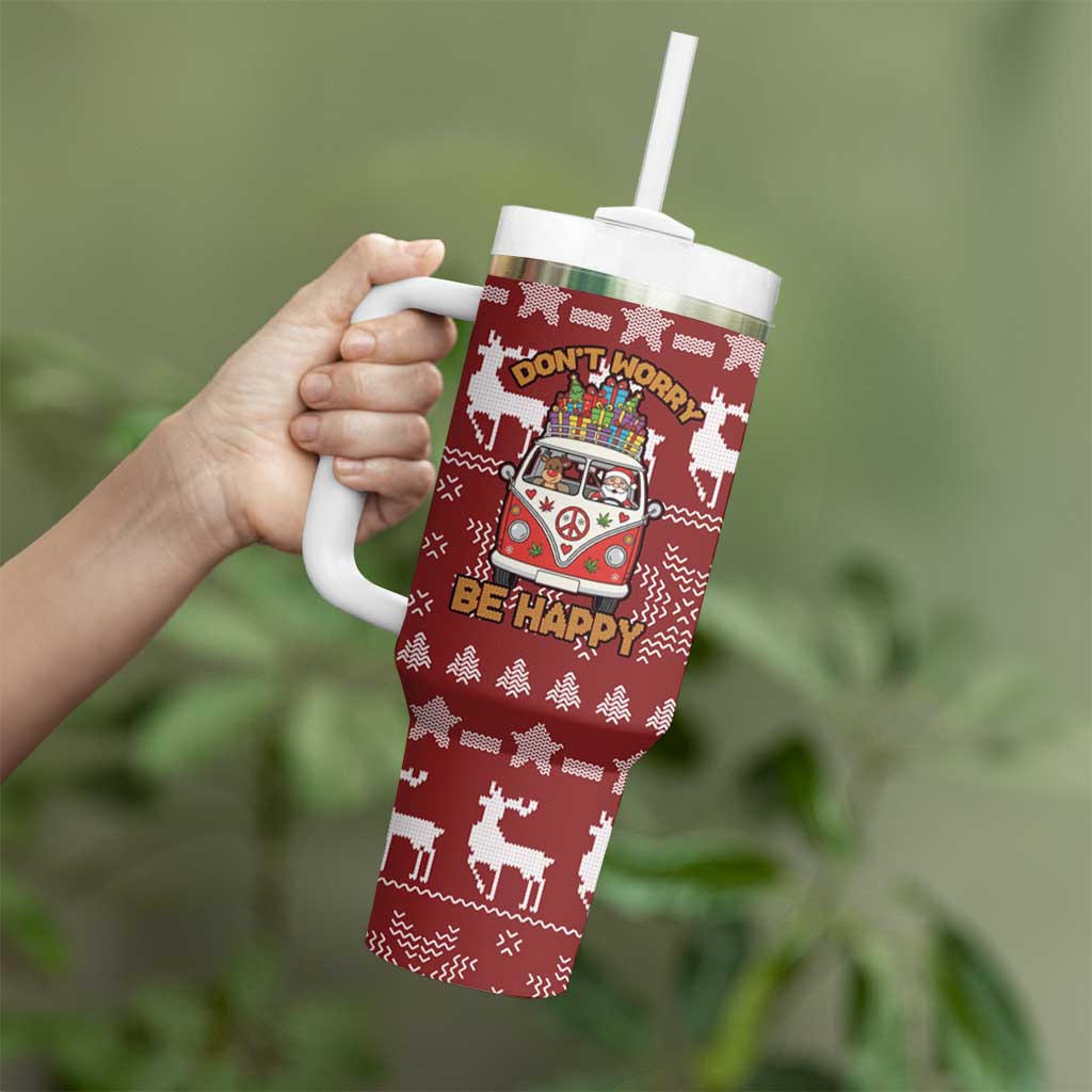 Hippie Car Santa Claus Christmas Tumbler With Handle Xmas Holiday Patterns - Wonder Print Shop