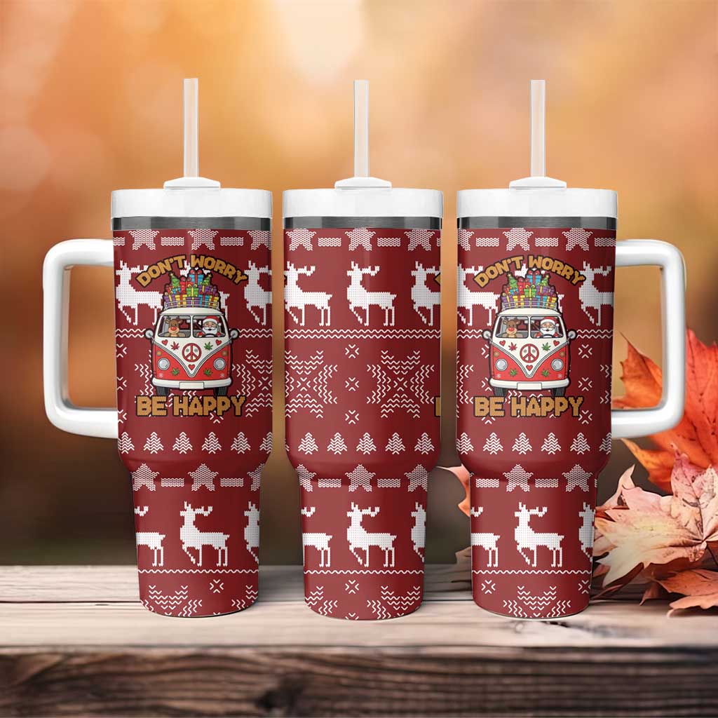 Hippie Car Santa Claus Christmas Tumbler With Handle Xmas Holiday Patterns - Wonder Print Shop
