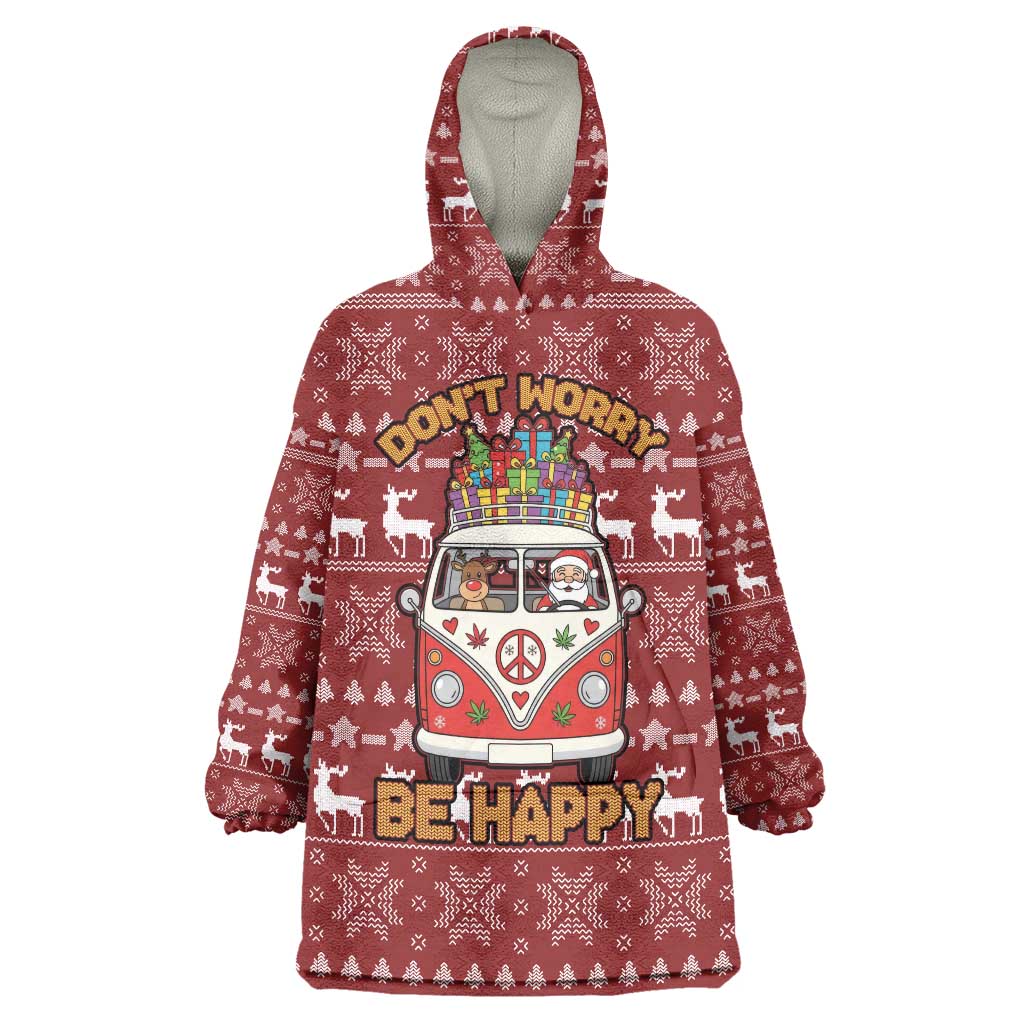Hippie Car Santa Claus Christmas Wearable Blanket Hoodie Xmas Holiday Patterns - Wonder Print Shop