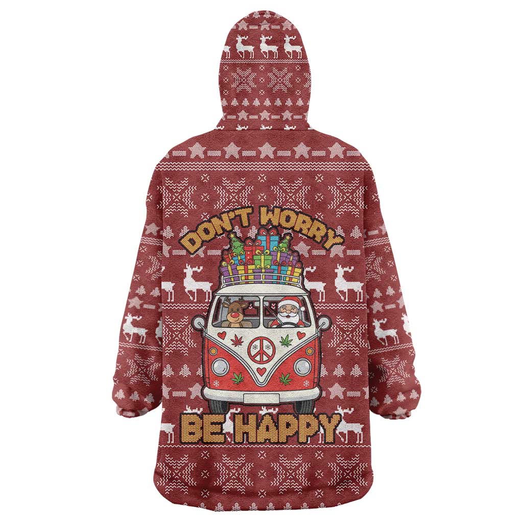 Hippie Car Santa Claus Christmas Wearable Blanket Hoodie Xmas Holiday Patterns - Wonder Print Shop