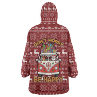Hippie Car Santa Claus Christmas Wearable Blanket Hoodie Xmas Holiday Patterns - Wonder Print Shop